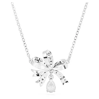 Volta necklace, Bow, Small, White, Rhodium plated by SWAROVSKI