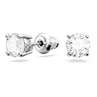 Matrix Tennis set, Round cut, White, Rhodium plated by SWAROVSKI