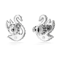 Swarovski Iconic Swan stud earrings, Swan, White, Rhodium plated by SWAROVSKI