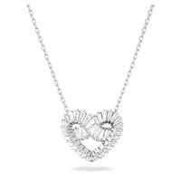 Matrix pendant, Mixed cuts, Heart, White, Rhodium plated by SWAROVSKI
