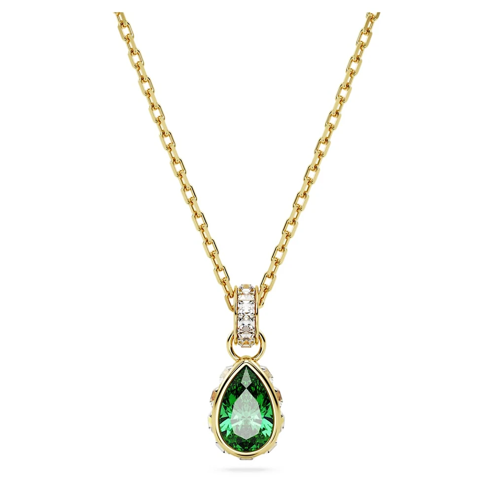 Chroma pendant, Pear cut, Green, Gold-tone plated by SWAROVSKI