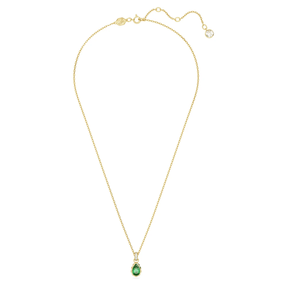 Chroma pendant, Pear cut, Green, Gold-tone plated by SWAROVSKI
