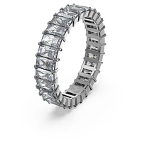 Matrix ring, Baguette cut, Grey, Ruthenium plated by SWAROVSKI