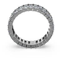 Matrix ring, Baguette cut, Grey, Ruthenium plated by SWAROVSKI