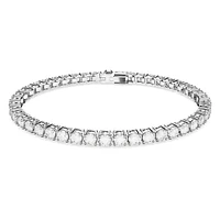 Matrix Tennis bracelet, Round cut, White, Rhodium plated by SWAROVSKI