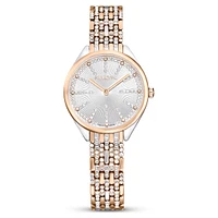 Attract watch, Swiss Made, Pavé, Crystal bracelet, Rose gold tone, Mixed metal finish by SWAROVSKI
