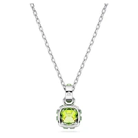 Birthstone pendant, Square cut, August, Green, Rhodium plated by SWAROVSKI
