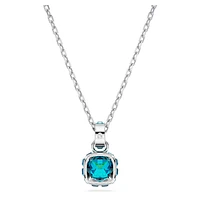 Birthstone pendant, Square cut, December, Blue, Rhodium plated by SWAROVSKI