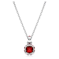 Birthstone pendant, Square cut, January, Red, Rhodium plated by SWAROVSKI