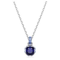 Birthstone pendant, Square cut, September, Blue, Rhodium plated by SWAROVSKI