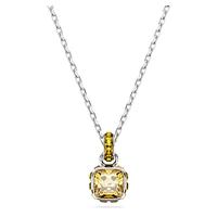 Birthstone pendant, Square cut, November, Yellow, Rhodium plated by SWAROVSKI