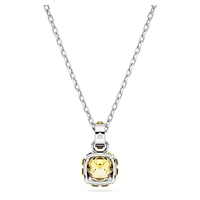 Birthstone pendant, Square cut, November, Yellow, Rhodium plated by SWAROVSKI