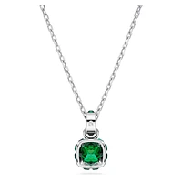 Birthstone pendant, Square cut, May, Green, Rhodium plated by SWAROVSKI
