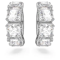 Millenia clip earrings, Square cut, White, Rhodium plated by SWAROVSKI