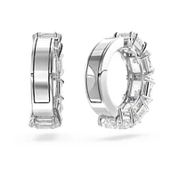 Millenia clip earrings, Square cut, White, Rhodium plated by SWAROVSKI