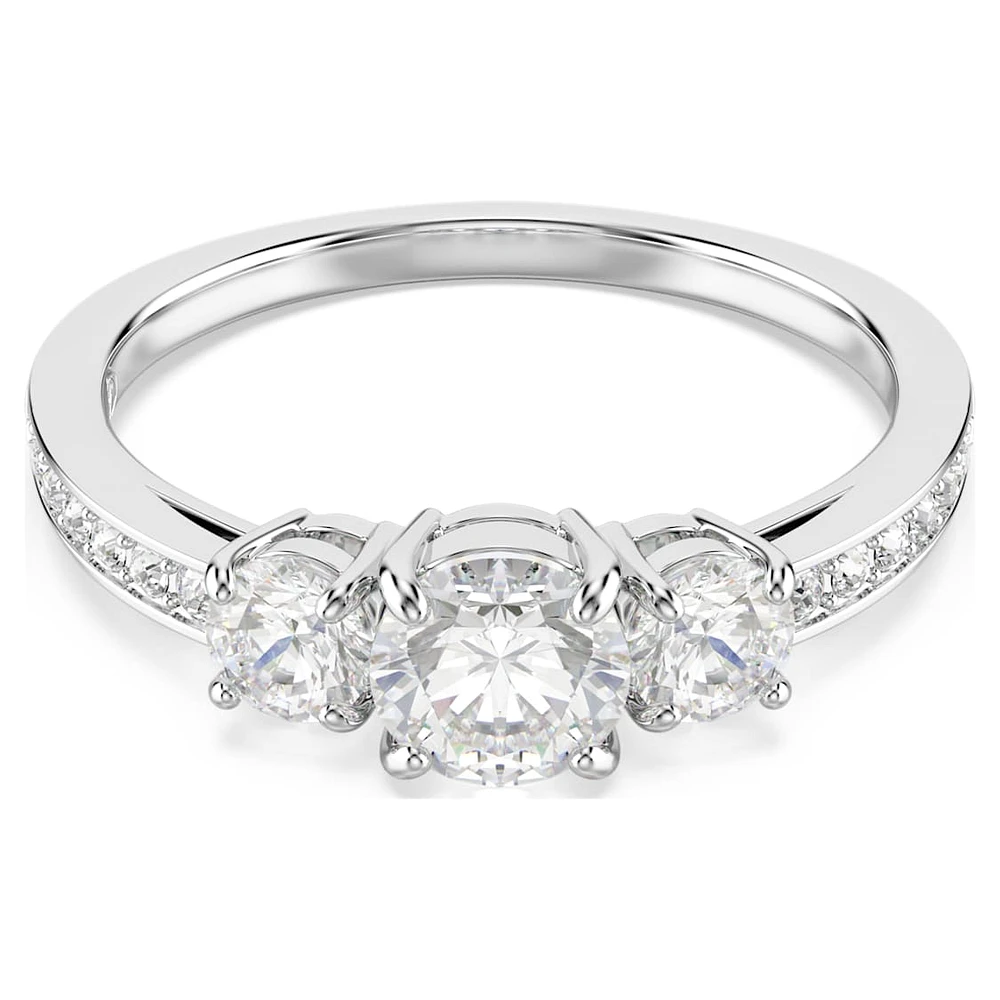Attract Trilogy ring, Round cut, White, Silver-tone finish by SWAROVSKI