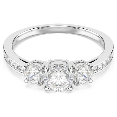 Attract Trilogy ring, Round cut, White, Silver-tone finish by SWAROVSKI