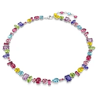 Gema necklace, Mixed cuts, Multicoloured, Rhodium plated by SWAROVSKI
