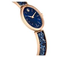 Crystal Rock oval watch, Swiss Made, Crystal bracelet, Blue, Rose gold-tone finish by SWAROVSKI
