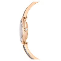 Crystal Rock oval watch, Swiss Made, Crystal bracelet, Blue, Rose gold-tone finish by SWAROVSKI