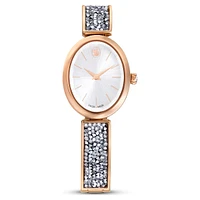 Crystal Rock oval watch, Swiss Made, Crystal bracelet, Rose gold tone, Rose gold-tone finish by SWAROVSKI