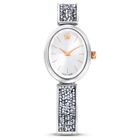 Crystal Rock oval watch, Swiss Made, Crystal bracelet, White, Stainless steel by SWAROVSKI