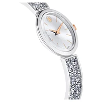 Crystal Rock oval watch, Swiss Made, Crystal bracelet, White, Stainless steel by SWAROVSKI