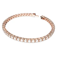 Matrix Tennis bracelet, Round cut, White, Rose gold-tone plated by SWAROVSKI