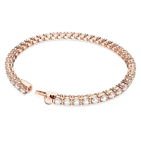 Matrix Tennis bracelet, Round cut, White, Rose gold-tone plated by SWAROVSKI