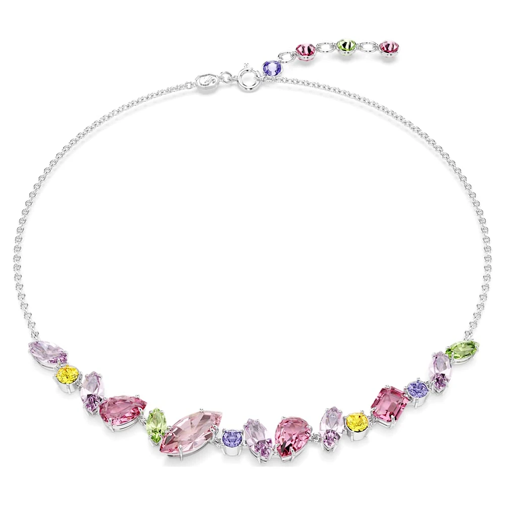Gema necklace, Mixed cuts, Multicolored, Rhodium plated by SWAROVSKI