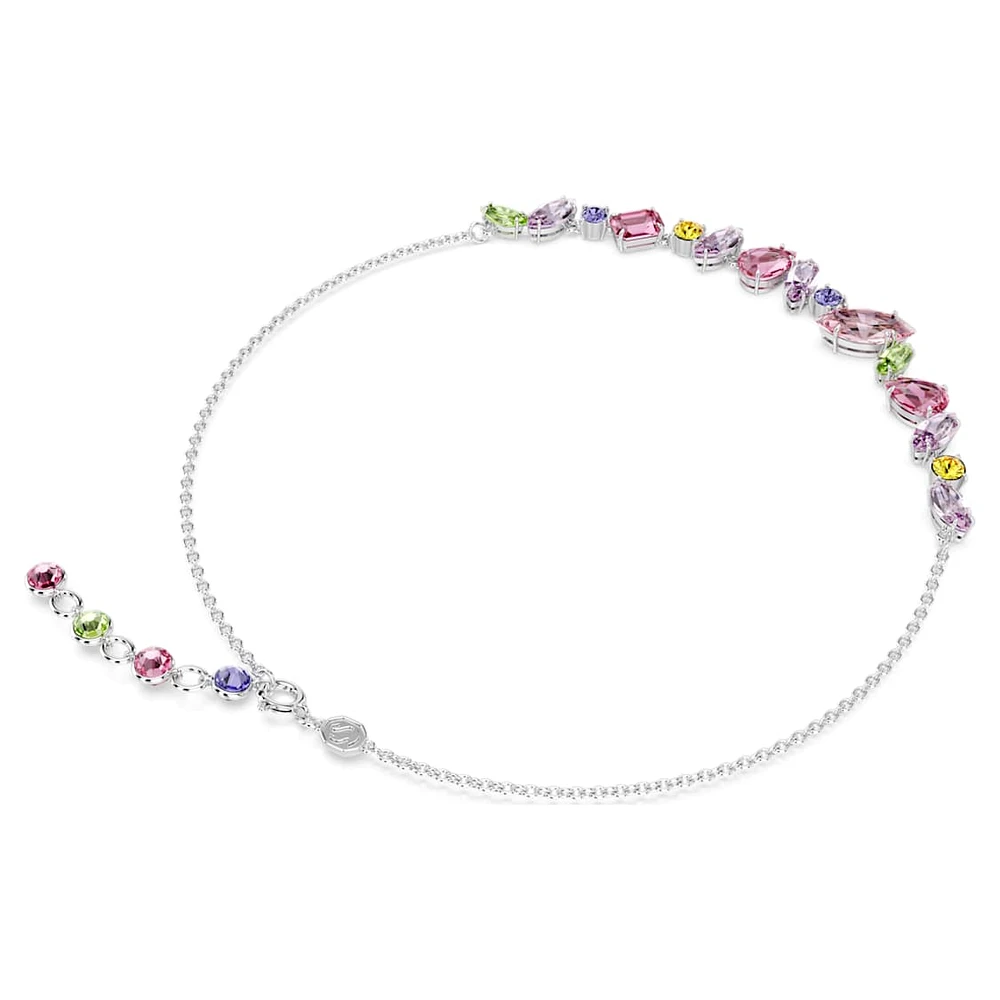 Gema necklace, Mixed cuts, Multicolored, Rhodium plated by SWAROVSKI