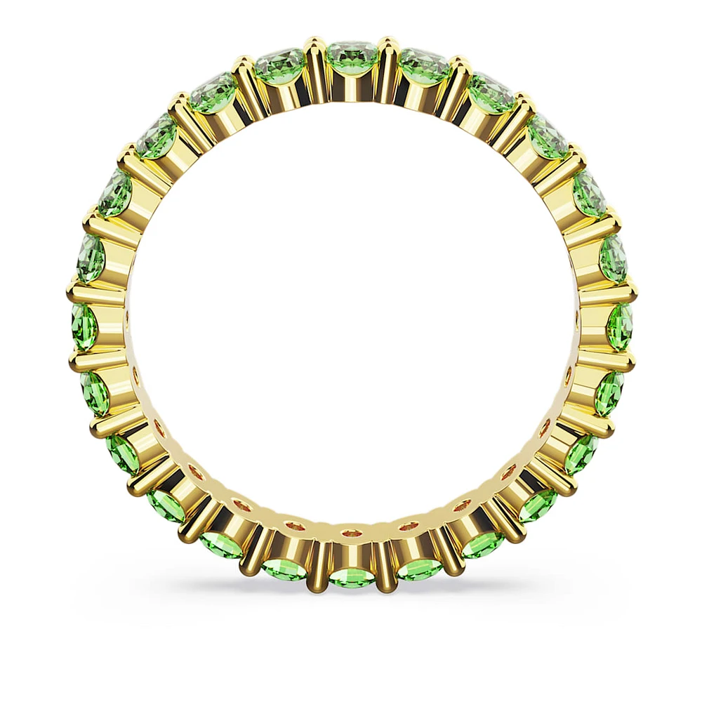 Matrix ring, Round cut, Green, Gold-tone plated by SWAROVSKI