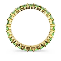 Matrix ring, Round cut, Green, Gold-tone plated by SWAROVSKI