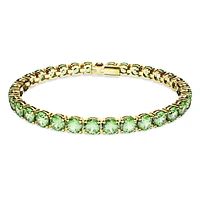 Matrix Tennis bracelet, Round cut, Green, Gold-tone plated by SWAROVSKI