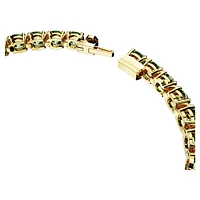 Matrix Tennis bracelet, Round cut, Green, Gold-tone plated by SWAROVSKI