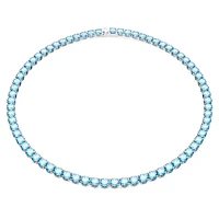 Matrix Tennis necklace, Round cut, Medium, Blue, Rhodium plated by SWAROVSKI