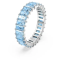 Matrix ring, Baguette cut, Blue, Rhodium plated by SWAROVSKI