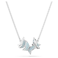 Idyllia Lilia necklace, Butterfly, Blue, Rhodium plated by SWAROVSKI