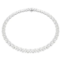 Matrix Tennis necklace, Pear cut, White, Rhodium plated by SWAROVSKI