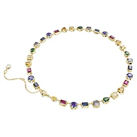 Stilla Tennis necklace, Mixed cuts, Multicoloured, Gold-tone plated by SWAROVSKI