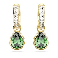 Stilla drop earrings, Pear cut, Green, Gold-tone plated by SWAROVSKI