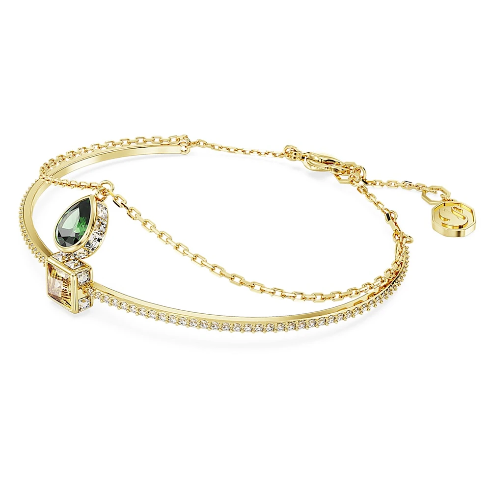 Stilla bangle, Mixed cuts, Multicolored, Gold-tone plated by SWAROVSKI