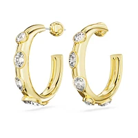 Imber hoop earrings, Mixed cuts, White, Gold-tone plated by SWAROVSKI