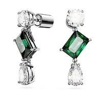 Mesmera drop earrings, Mixed cuts, Green, Rhodium plated by SWAROVSKI