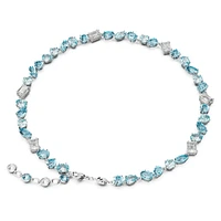 Gema necklace, Mixed cuts, Blue, Rhodium plated by SWAROVSKI