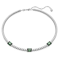 Matrix Tennis necklace, Mixed cuts, Green, Rhodium plated by SWAROVSKI