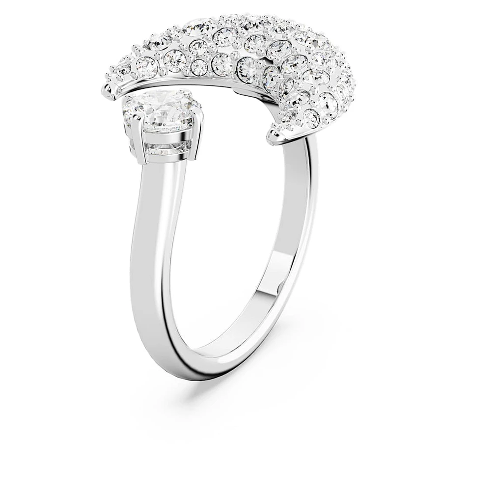 Luna open ring, Moon, White, Rhodium plated by SWAROVSKI