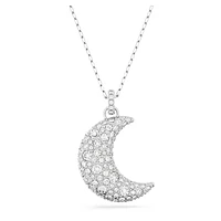 Luna pendant, Moon, White, Rhodium plated by SWAROVSKI