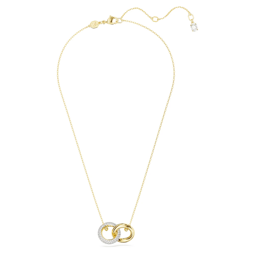 Dextera pendant, Interlocking loop, White, Gold-tone plated by SWAROVSKI