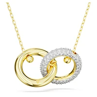 Dextera pendant, Interlocking loop, White, Gold-tone plated by SWAROVSKI